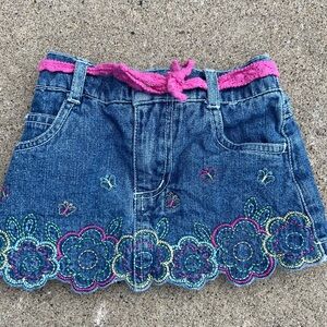 Y2k Faded Glory Blue and Pink Embroidered Denim Skirt